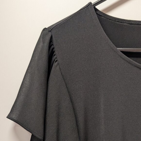 Calvin Klein Flutter Sleeve Blouse in Black - Picture 5 of 12
